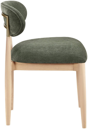 Meridian Furniture Riccio Olive Polyester Dining Chair with Ash Wood Frame and Brass Accent Hardware 11021Olive-SC
