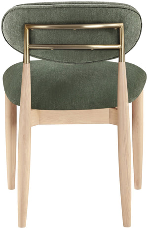 Meridian Furniture Riccio Olive Polyester Dining Chair with Ash Wood Frame and Brass Accent Hardware 11021Olive-SC