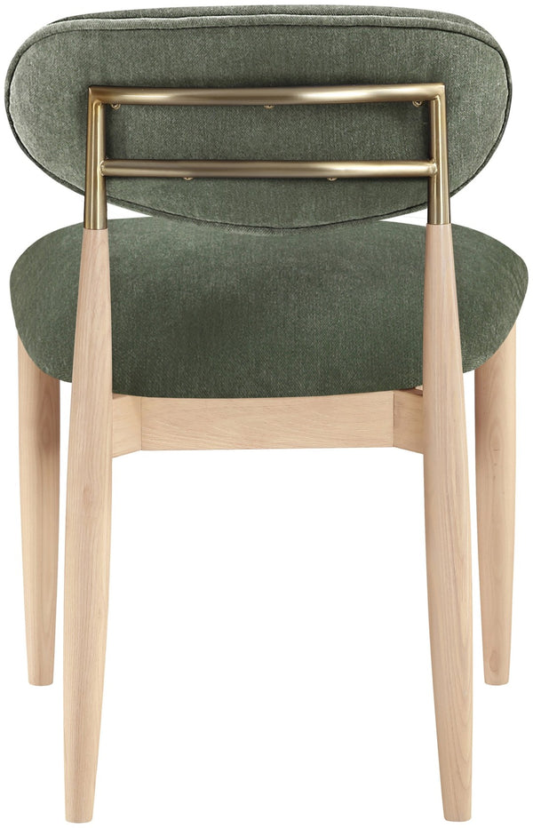 Meridian Furniture Riccio Olive Polyester Dining Chair with Ash Wood Frame and Brass Accent Hardware 11021Olive-SC