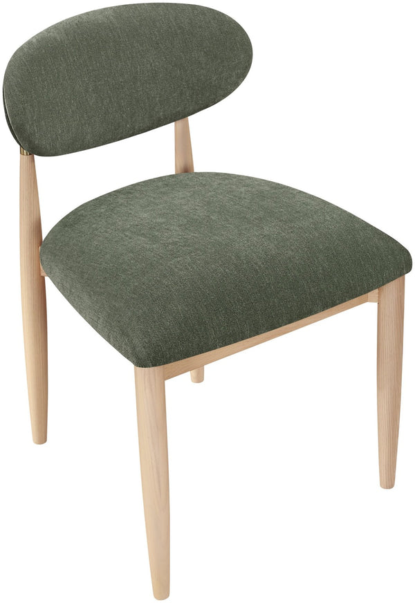 Meridian Furniture Riccio Olive Polyester Dining Chair with Ash Wood Frame and Brass Accent Hardware 11021Olive-SC