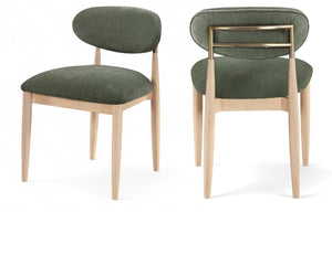 Meridian Furniture Riccio Olive Polyester Dining Chair with Ash Wood Frame and Brass Accent Hardware 11021Olive-SC