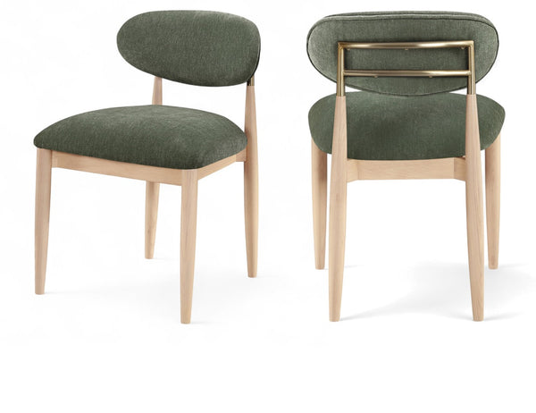 Meridian Furniture Riccio Olive Polyester Dining Chair with Ash Wood Frame and Brass Accent Hardware 11021Olive-SC