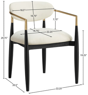 Meridian Furniture Riccio Beige Polyester Arm Chair with Black Ash Frame and Brushed Brass Accents 11022Beige-AC