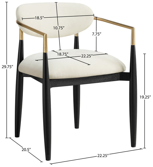 Meridian Furniture Riccio Beige Polyester Arm Chair with Black Ash Frame and Brushed Brass Accents 11022Beige-AC