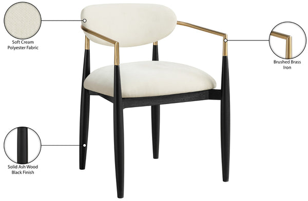 Meridian Furniture Riccio Beige Polyester Arm Chair with Black Ash Frame and Brushed Brass Accents 11022Beige-AC
