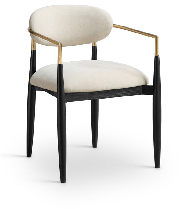 Meridian Furniture Riccio Beige Polyester Arm Chair with Black Ash Frame and Brushed Brass Accents 11022Beige-AC