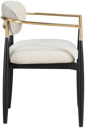 Meridian Furniture Riccio Beige Polyester Arm Chair with Black Ash Frame and Brushed Brass Accents 11022Beige-AC