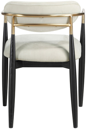Meridian Furniture Riccio Beige Polyester Arm Chair with Black Ash Frame and Brushed Brass Accents 11022Beige-AC