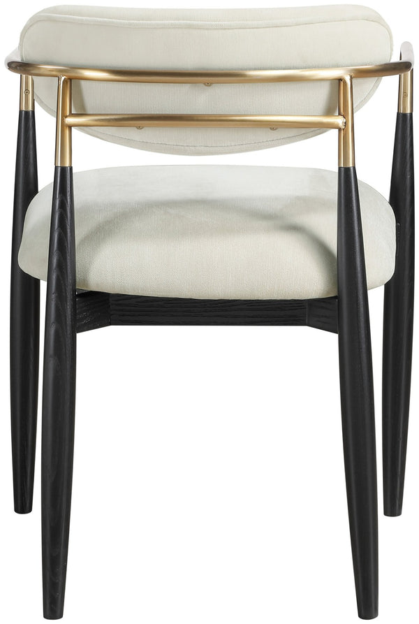 Meridian Furniture Riccio Beige Polyester Arm Chair with Black Ash Frame and Brushed Brass Accents 11022Beige-AC