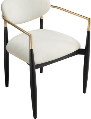 Meridian Furniture Riccio Beige Polyester Arm Chair with Black Ash Frame and Brushed Brass Accents 11022Beige-AC