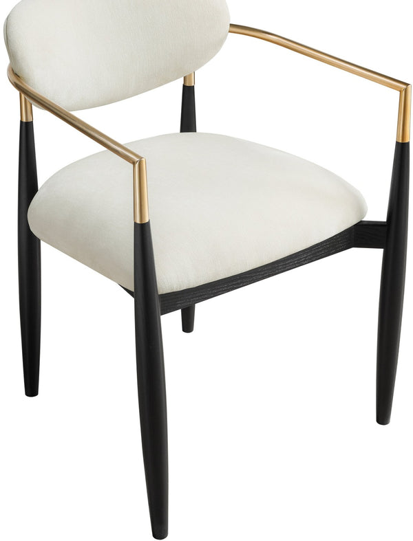 Meridian Furniture Riccio Beige Polyester Arm Chair with Black Ash Frame and Brushed Brass Accents 11022Beige-AC