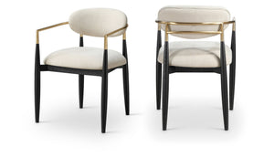 Meridian Furniture Riccio Beige Polyester Arm Chair with Black Ash Frame and Brushed Brass Accents 11022Beige-AC