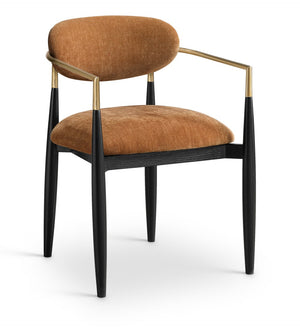 Meridian Furniture Riccio Cognac Polyester Arm Chair with Brass Accents and Black Ash Wood Frame 11022Cognac-AC