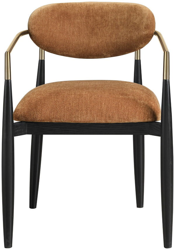 Meridian Furniture Riccio Cognac Polyester Arm Chair with Brass Accents and Black Ash Wood Frame 11022Cognac-AC
