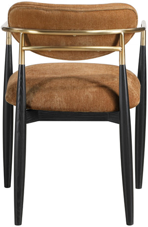 Meridian Furniture Riccio Cognac Polyester Arm Chair with Brass Accents and Black Ash Wood Frame 11022Cognac-AC