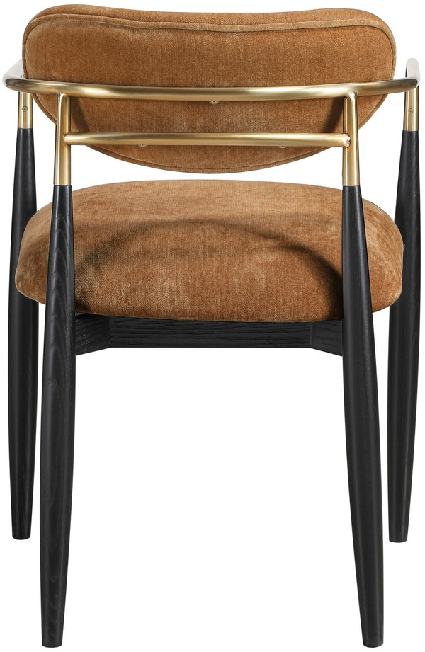 Meridian Furniture Riccio Cognac Polyester Arm Chair with Brass Accents and Black Ash Wood Frame 11022Cognac-AC
