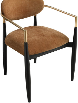 Meridian Furniture Riccio Cognac Polyester Arm Chair with Brass Accents and Black Ash Wood Frame 11022Cognac-AC