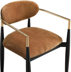 Meridian Furniture Riccio Cognac Polyester Arm Chair with Brass Accents and Black Ash Wood Frame 11022Cognac-AC