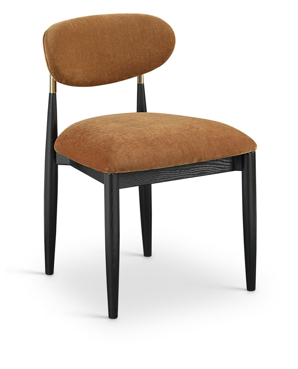 Meridian Furniture Riccio Cognac Polyester Dining Chair with Ash Frame and Brushed Brass Accents 11022Cognac-SC