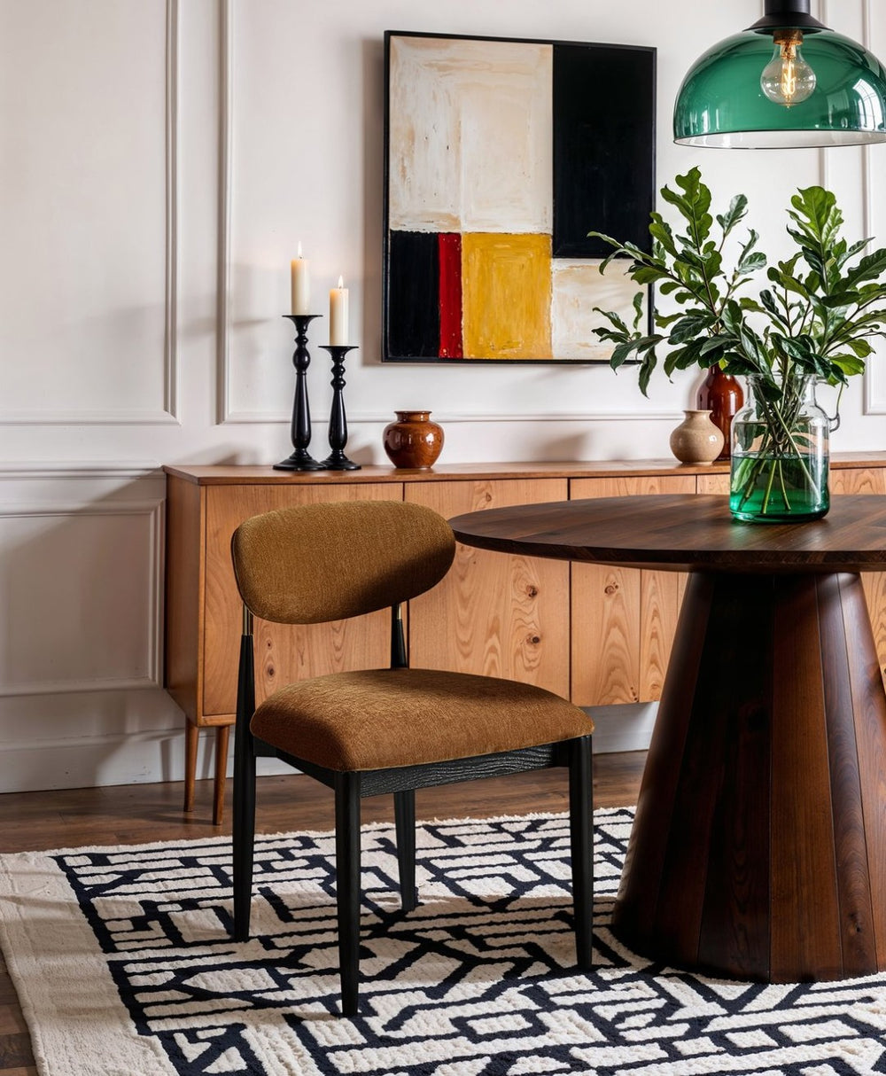 Meridian Furniture Riccio Cognac Polyester Dining Chair with Ash Frame and Brushed Brass Accents 11022Cognac-SC