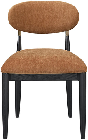 Meridian Furniture Riccio Cognac Polyester Dining Chair with Ash Frame and Brushed Brass Accents 11022Cognac-SC