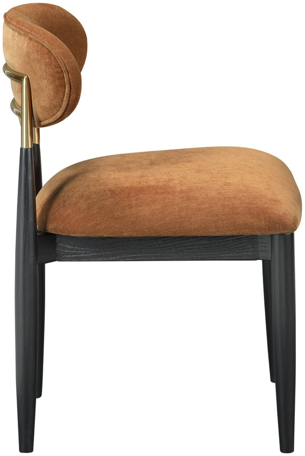 Meridian Furniture Riccio Cognac Polyester Dining Chair with Ash Frame and Brushed Brass Accents 11022Cognac-SC