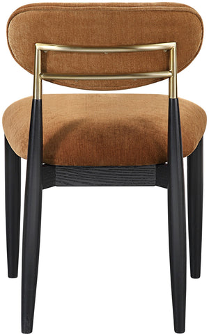 Meridian Furniture Riccio Cognac Polyester Dining Chair with Ash Frame and Brushed Brass Accents 11022Cognac-SC