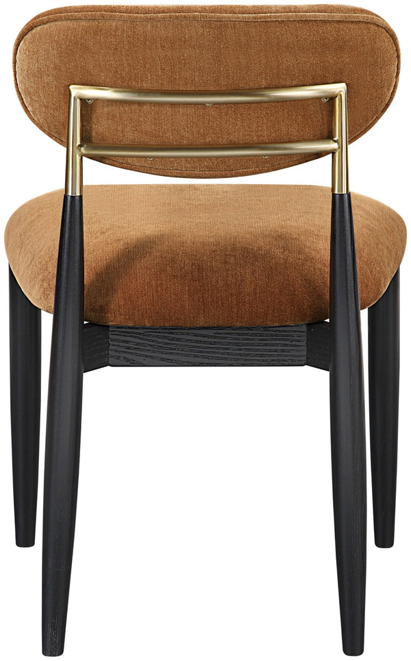 Meridian Furniture Riccio Cognac Polyester Dining Chair with Ash Frame and Brushed Brass Accents 11022Cognac-SC