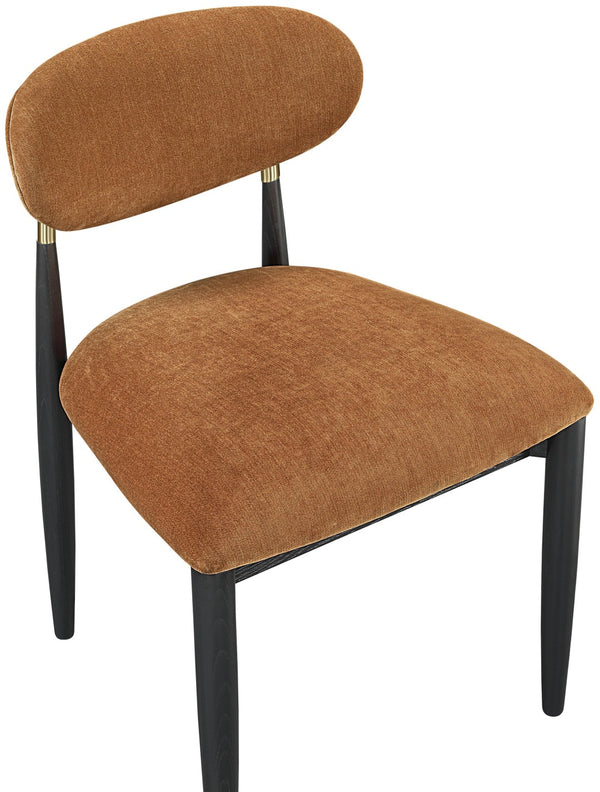 Meridian Furniture Riccio Cognac Polyester Dining Chair with Ash Frame and Brushed Brass Accents 11022Cognac-SC