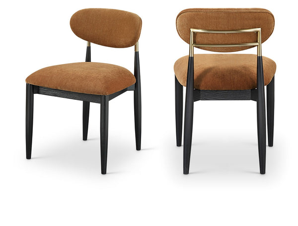 Meridian Furniture Riccio Cognac Polyester Dining Chair with Ash Frame and Brushed Brass Accents 11022Cognac-SC