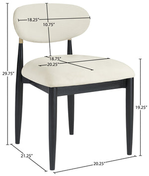 Meridian Furniture Riccio Cream Performance Polyester Dining Chair with Brass Hardware and Ash Wood Frame 11022Cream-SC