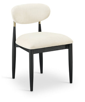 Meridian Furniture Riccio Cream Performance Polyester Dining Chair with Brass Hardware and Ash Wood Frame 11022Cream-SC