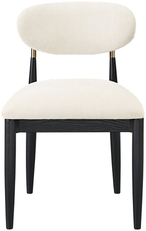 Meridian Furniture Riccio Cream Performance Polyester Dining Chair with Brass Hardware and Ash Wood Frame 11022Cream-SC