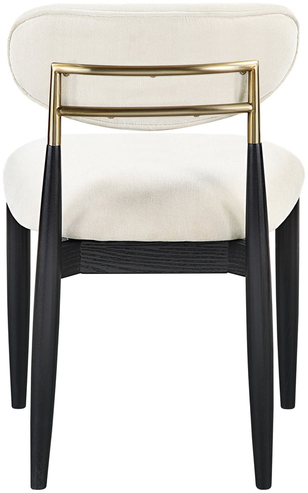 Meridian Furniture Riccio Cream Performance Polyester Dining Chair with Brass Hardware and Ash Wood Frame 11022Cream-SC