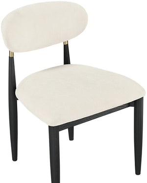 Meridian Furniture Riccio Cream Performance Polyester Dining Chair with Brass Hardware and Ash Wood Frame 11022Cream-SC