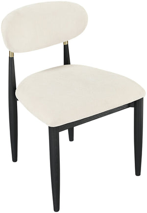 Meridian Furniture Riccio Cream Performance Polyester Dining Chair with Brass Hardware and Ash Wood Frame 11022Cream-SC