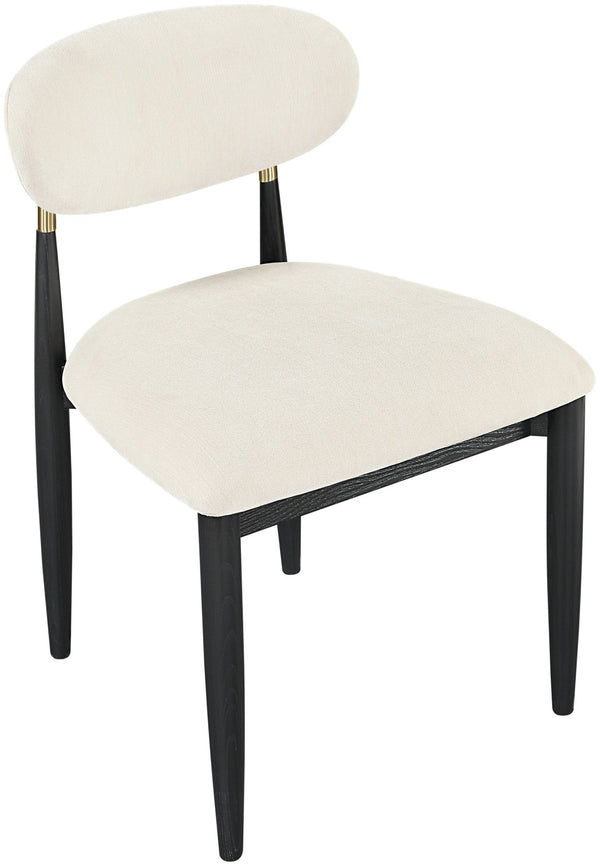 Meridian Furniture Riccio Cream Performance Polyester Dining Chair with Brass Hardware and Ash Wood Frame 11022Cream-SC