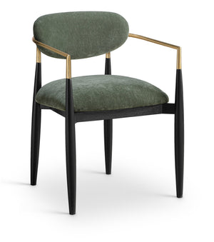 Meridian Furniture Riccio Olive Performance Upholstered Arm Chair with Ash Wood and Brass Accents 11022Olive-AC