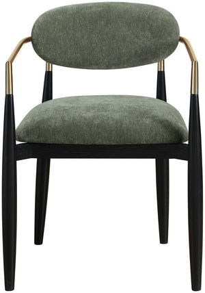 Meridian Furniture Riccio Olive Performance Upholstered Arm Chair with Ash Wood and Brass Accents 11022Olive-AC