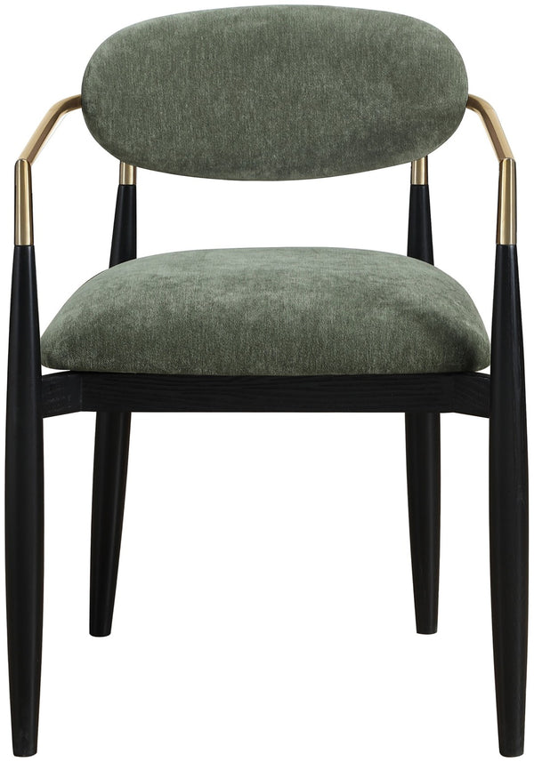 Meridian Furniture Riccio Olive Performance Upholstered Arm Chair with Ash Wood and Brass Accents 11022Olive-AC