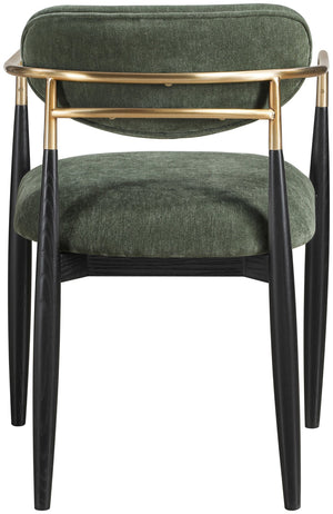 Meridian Furniture Riccio Olive Performance Upholstered Arm Chair with Ash Wood and Brass Accents 11022Olive-AC