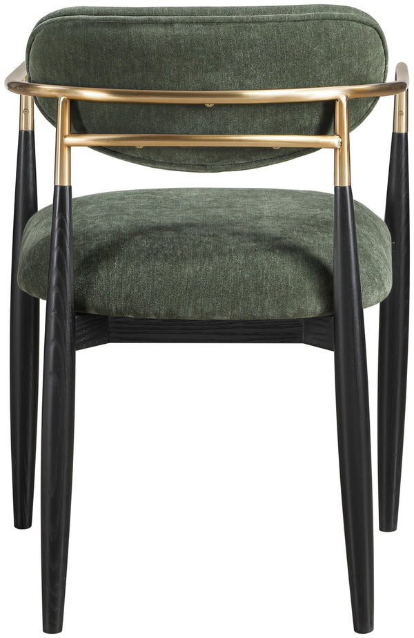 Meridian Furniture Riccio Olive Performance Upholstered Arm Chair with Ash Wood and Brass Accents 11022Olive-AC