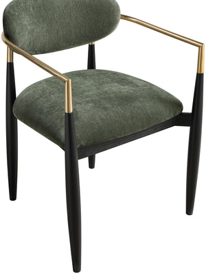 Meridian Furniture Riccio Olive Performance Upholstered Arm Chair with Ash Wood and Brass Accents 11022Olive-AC