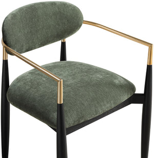 Meridian Furniture Riccio Olive Performance Upholstered Arm Chair with Ash Wood and Brass Accents 11022Olive-AC