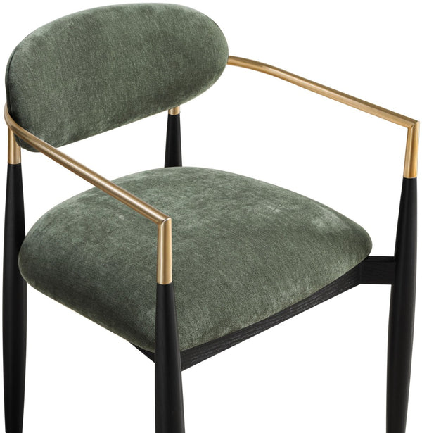 Meridian Furniture Riccio Olive Performance Upholstered Arm Chair with Ash Wood and Brass Accents 11022Olive-AC