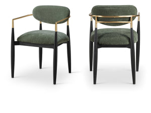 Meridian Furniture Riccio Olive Performance Upholstered Arm Chair with Ash Wood and Brass Accents 11022Olive-AC