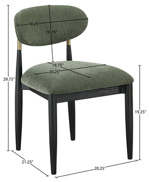 Meridian Furniture Riccio Olive Performance Fabric Dining Chair with Black Ash Frame and Brass Accents 11022Olive-SC
