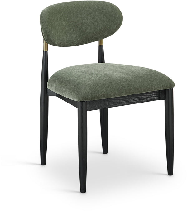 Meridian Furniture Riccio Olive Performance Fabric Dining Chair with Black Ash Frame and Brass Accents 11022Olive-SC