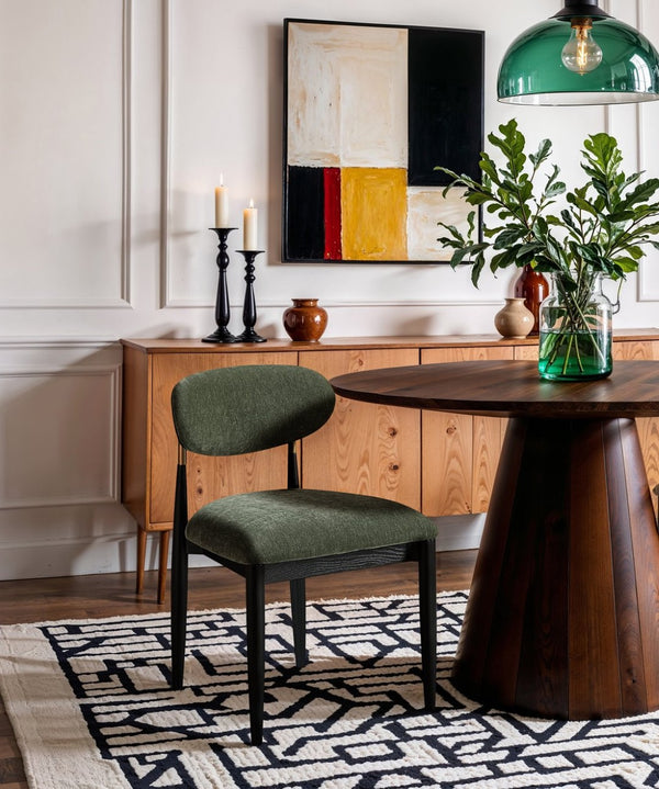 Meridian Furniture Riccio Olive Performance Fabric Dining Chair with Black Ash Frame and Brass Accents 11022Olive-SC