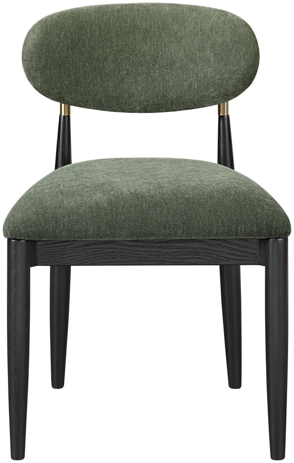 Meridian Furniture Riccio Olive Performance Fabric Dining Chair with Black Ash Frame and Brass Accents 11022Olive-SC